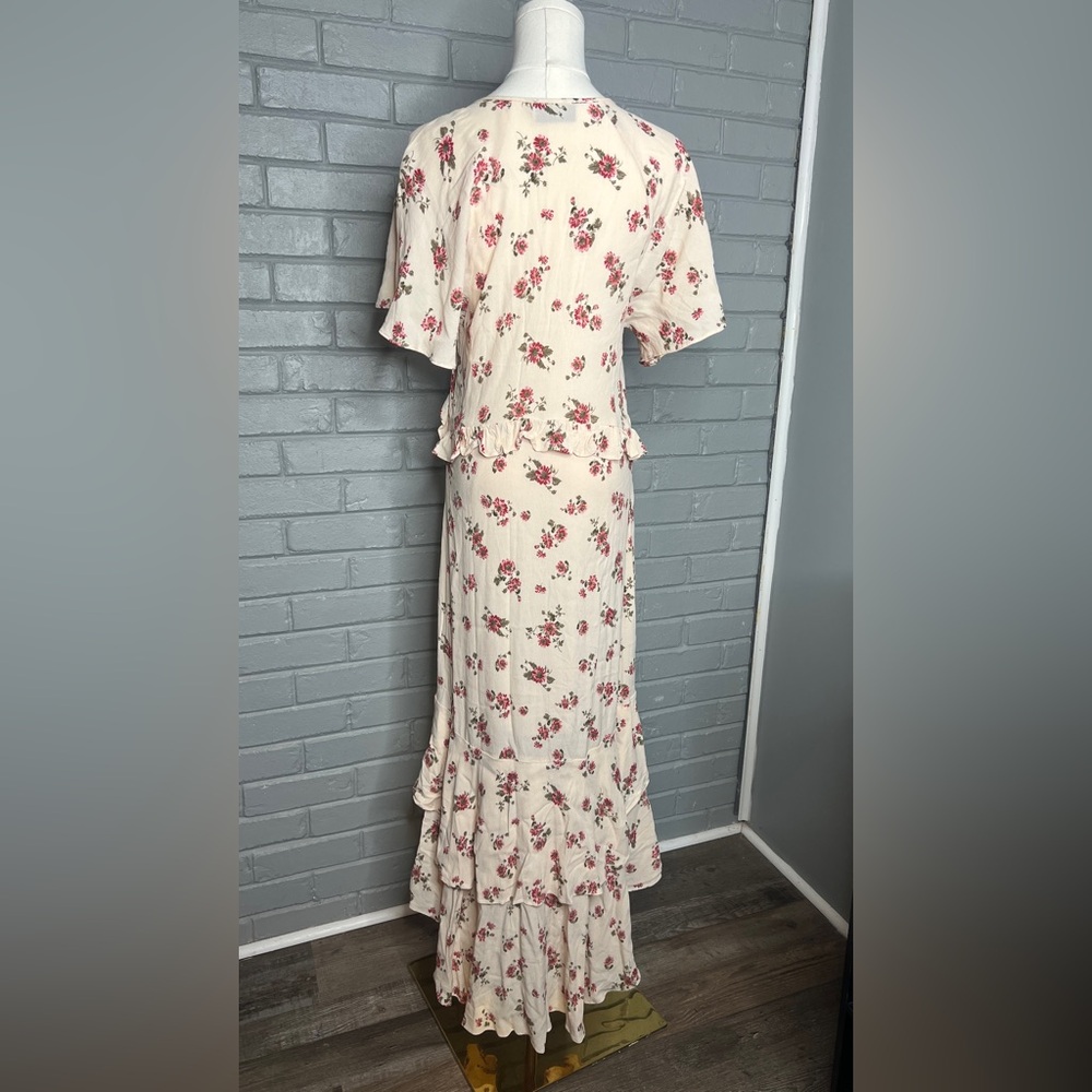 Vici Floral-Print Ruffle Midi High-Low Dress Size Small - Picture 3 of 16